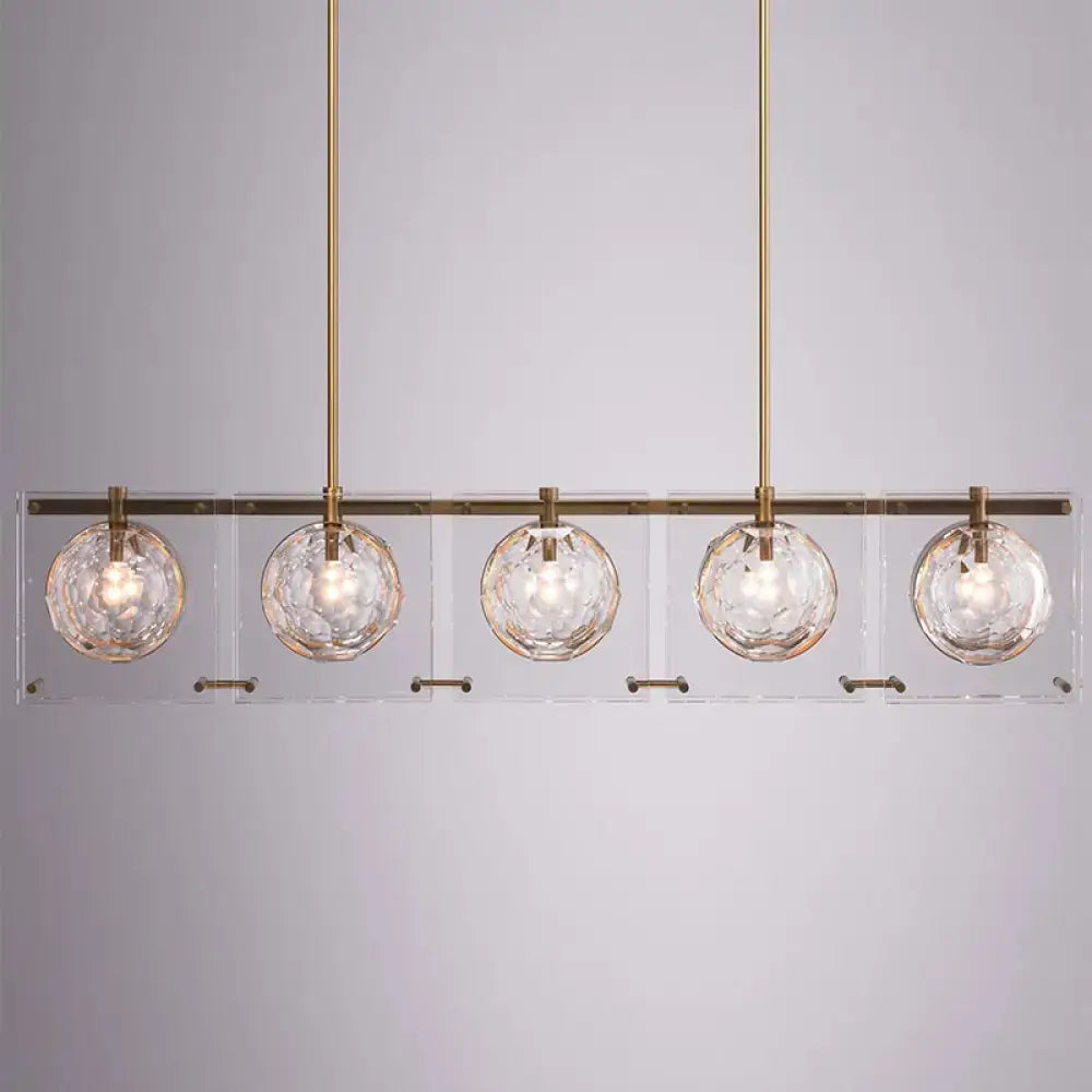 Modern brass finish glass ball island light fixture kitchen pendant