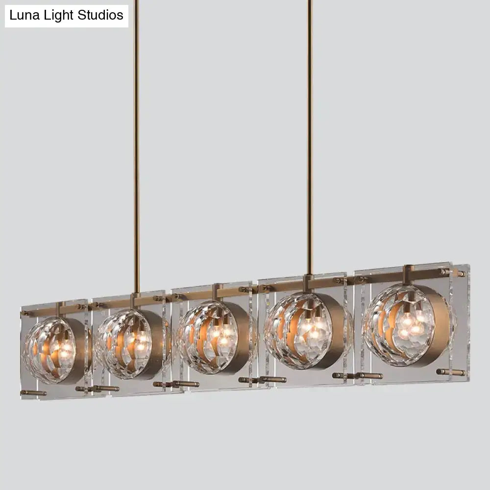Modern brass finish glass ball island light fixture kitchen pendant