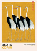 Vintage gold hokusai exhibition art cranes poster living room canvas