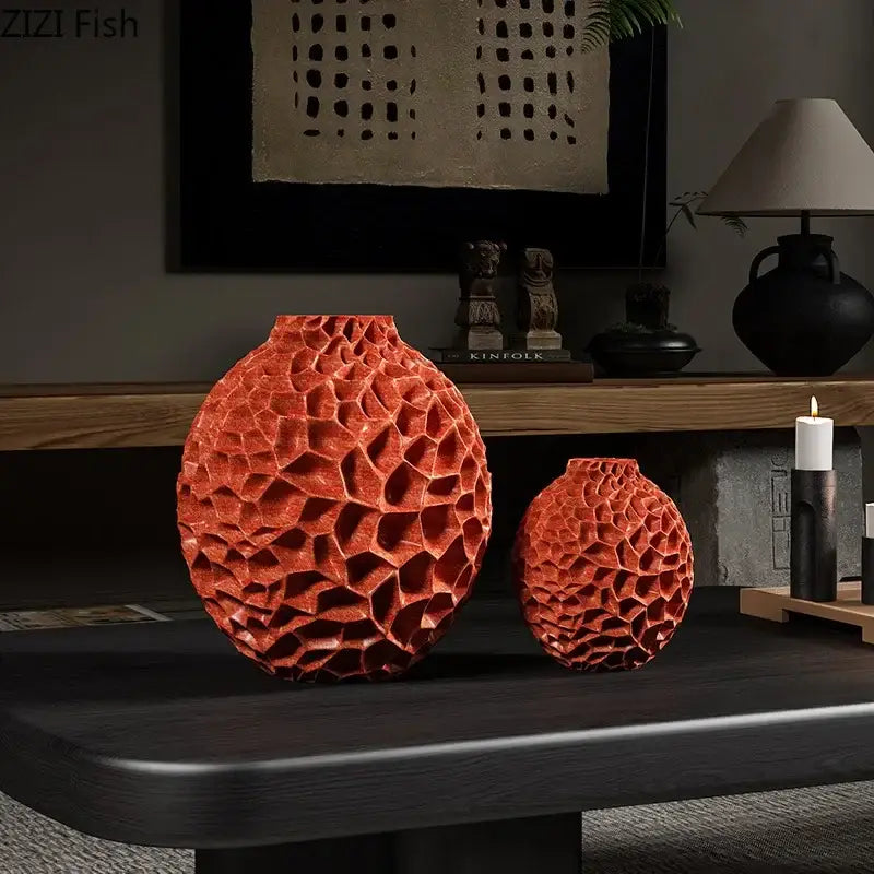 Decorbites honeycomb vase terracotta ceramic desk decor for office