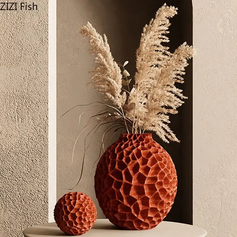 Decorbites honeycomb vase terracotta ceramic desk decor for office