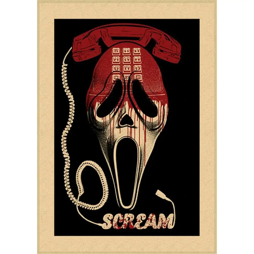 Retro scream horror movie wall art bedroom framed poster