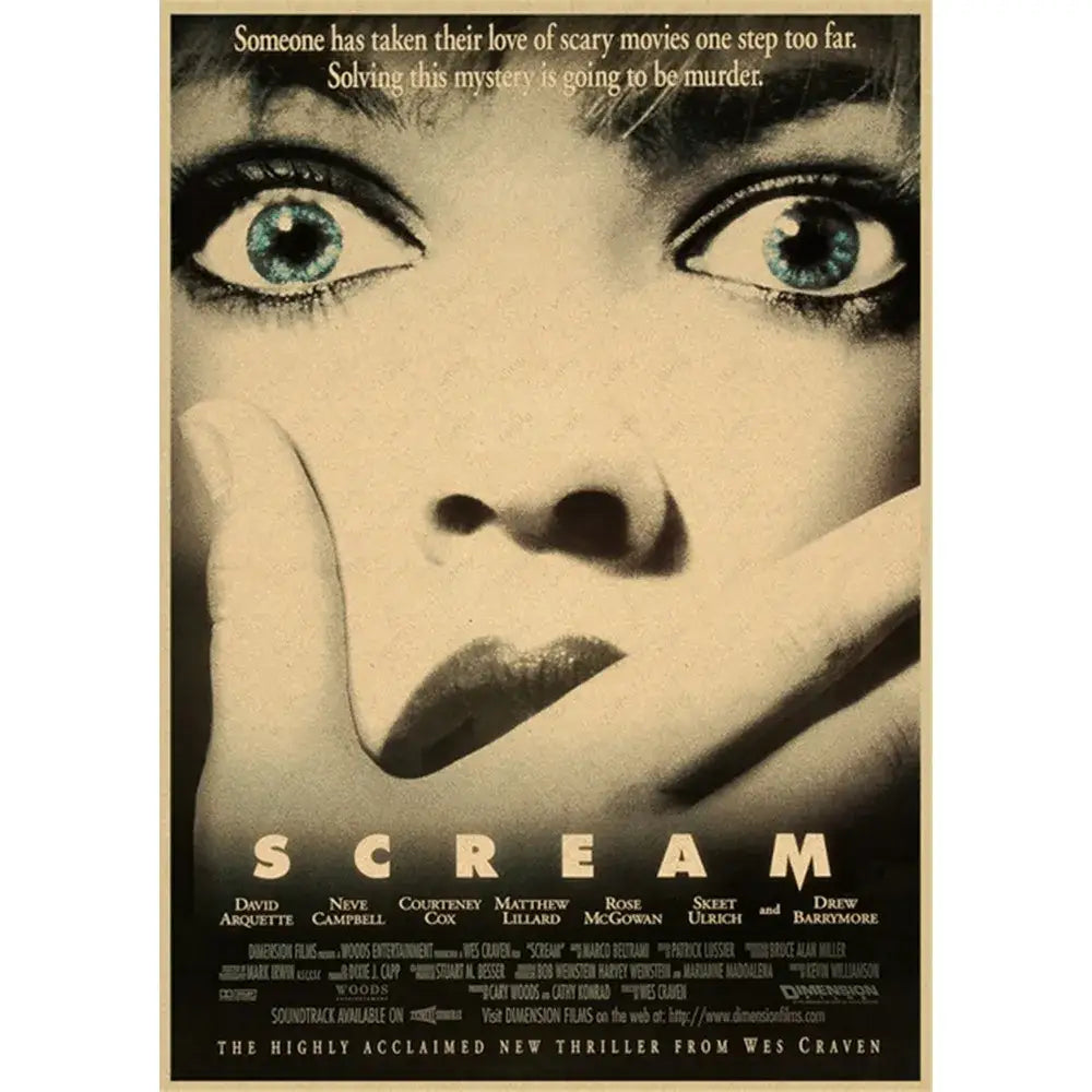 Retro scream horror movie wall art bedroom framed poster