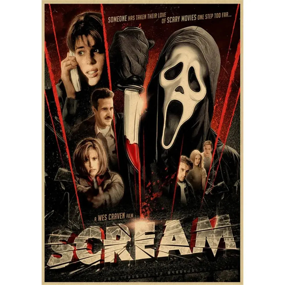 Retro scream horror movie wall art bedroom framed poster