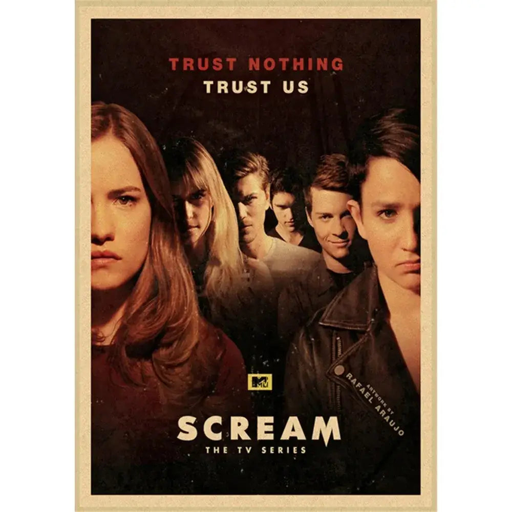 Retro scream horror movie wall art bedroom framed poster