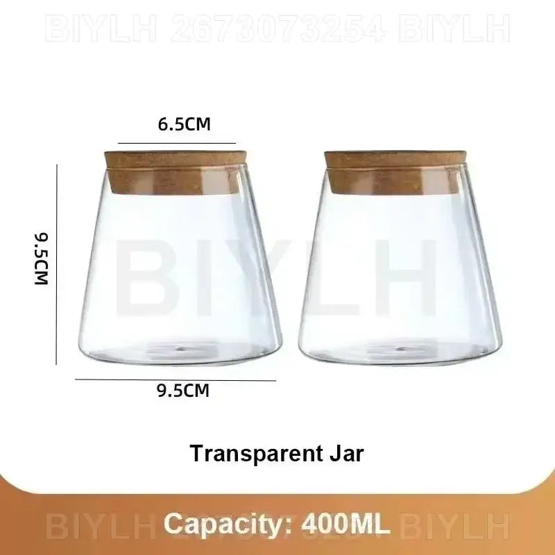 Modern clear glass flower pots with wood base living room planters
