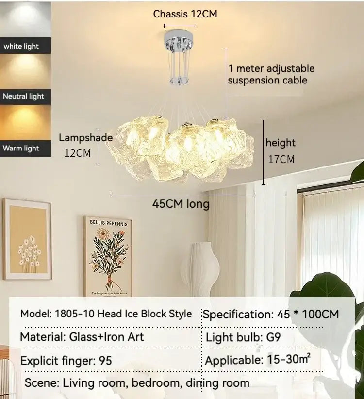 Decorbites iced crystal chandeliers cloud led living room light