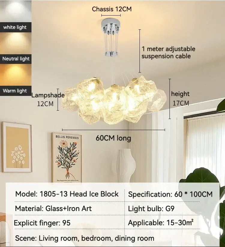 Decorbites iced crystal chandeliers cloud led living room light