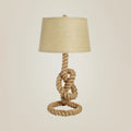 Nautical rope base table lamp with white shade for living room