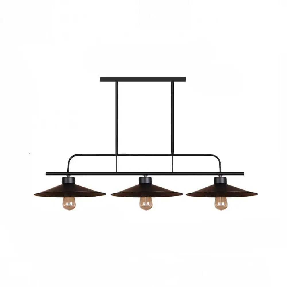 Industrial black finish flared 3 light pendant – dining room lamp