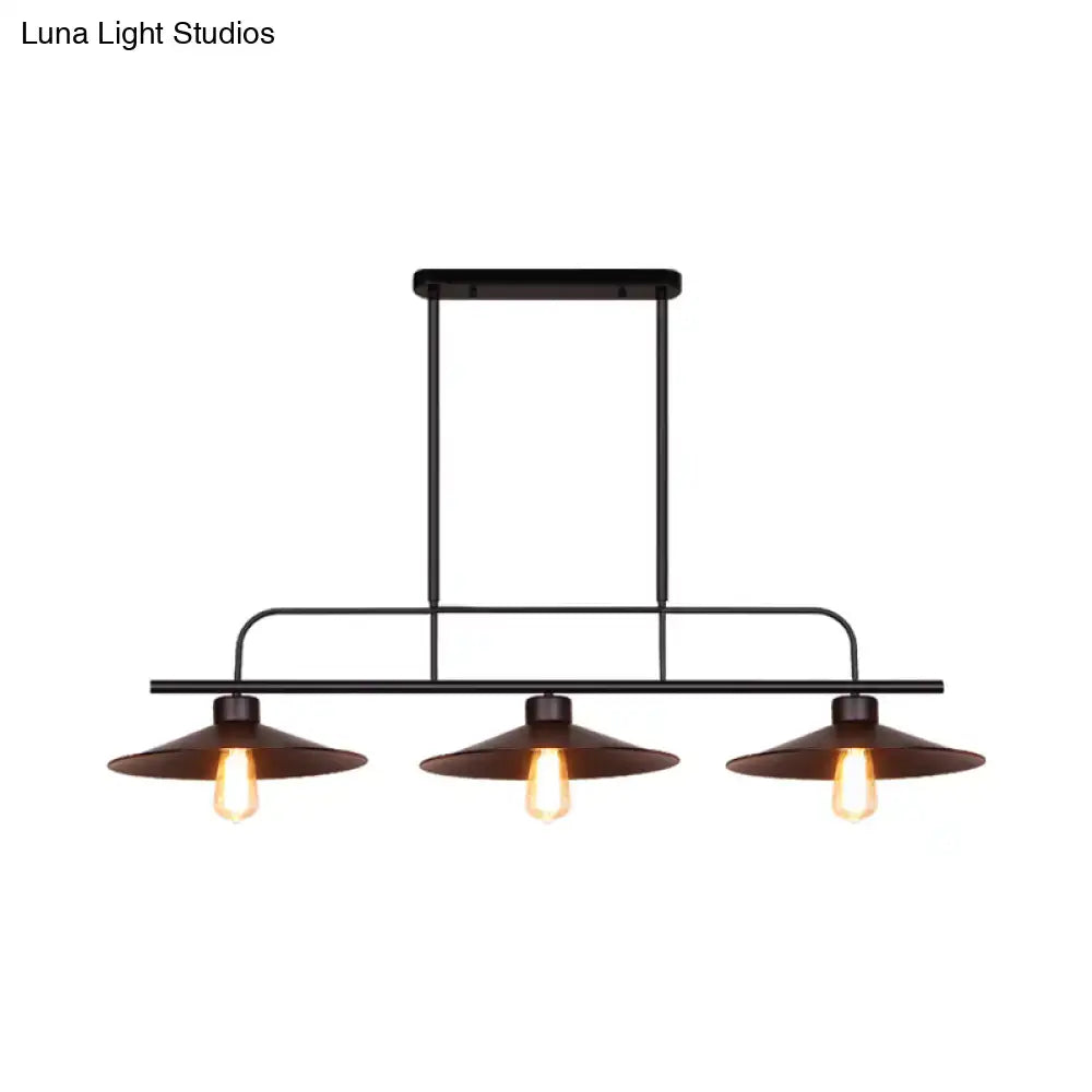 Industrial black finish flared 3 light pendant – dining room lamp