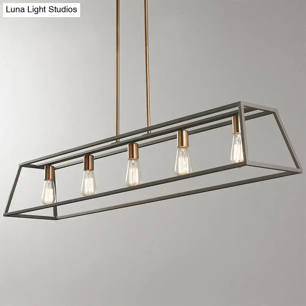 Industrial black trapezoid island light for dining room ceiling