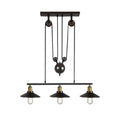 Industrial black wide flare pulley pendant light dining room fixture