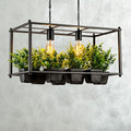 Industrial cage island pendant light with plant pot dining room metal