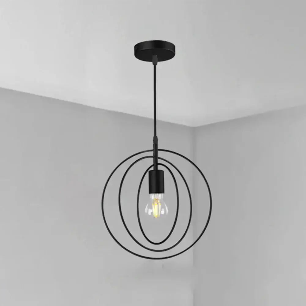 Decorbites industrial chandelier black circular ring living room light