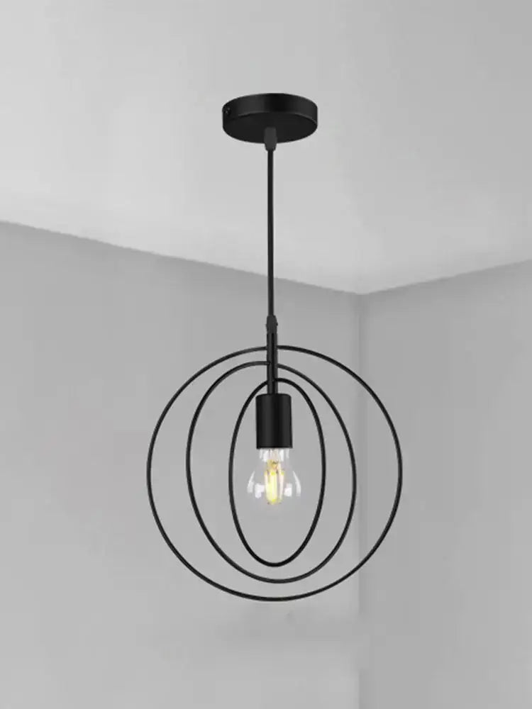 Decorbites industrial chandelier black circular ring living room light