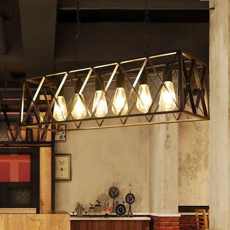 Decorbites industrial chandelier black lattice dining room pendant light