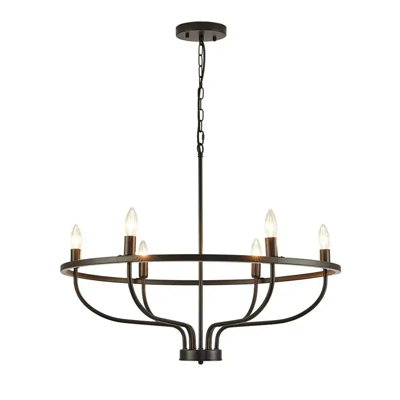 Decorbites industrial chandelier light black iron 6 bulb living room