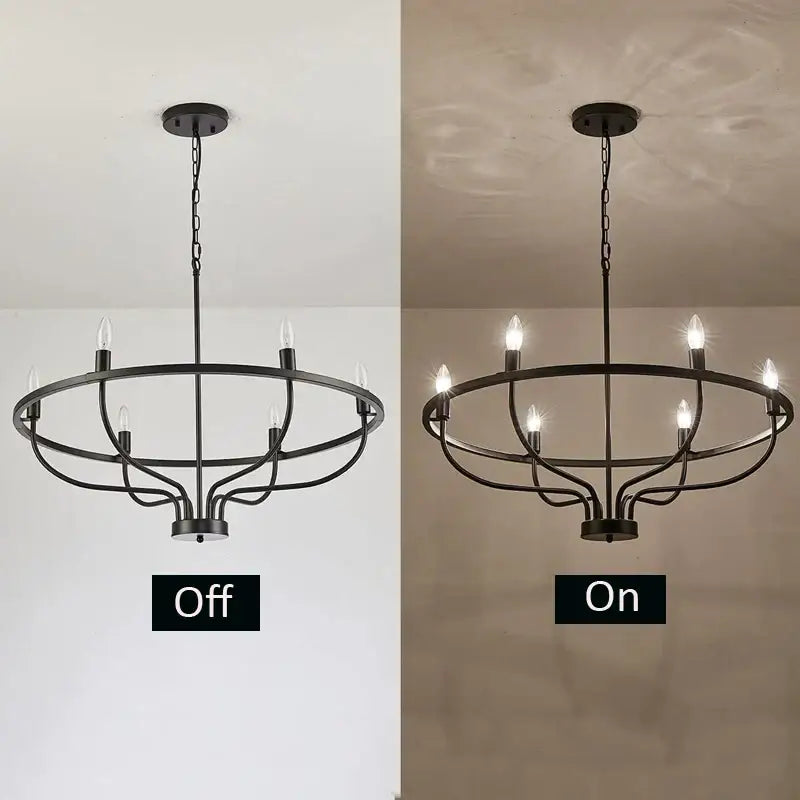 Decorbites industrial chandelier light black iron 6 bulb living room