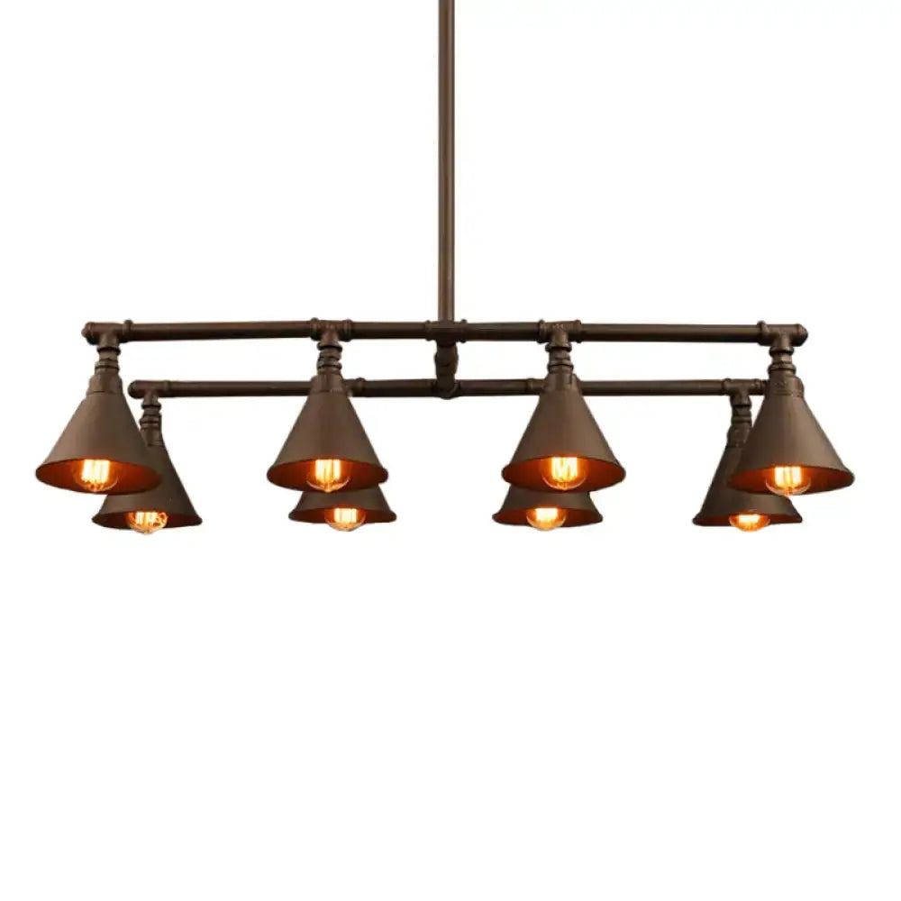 Industrial conical black & rust pendant light – wine bar living room