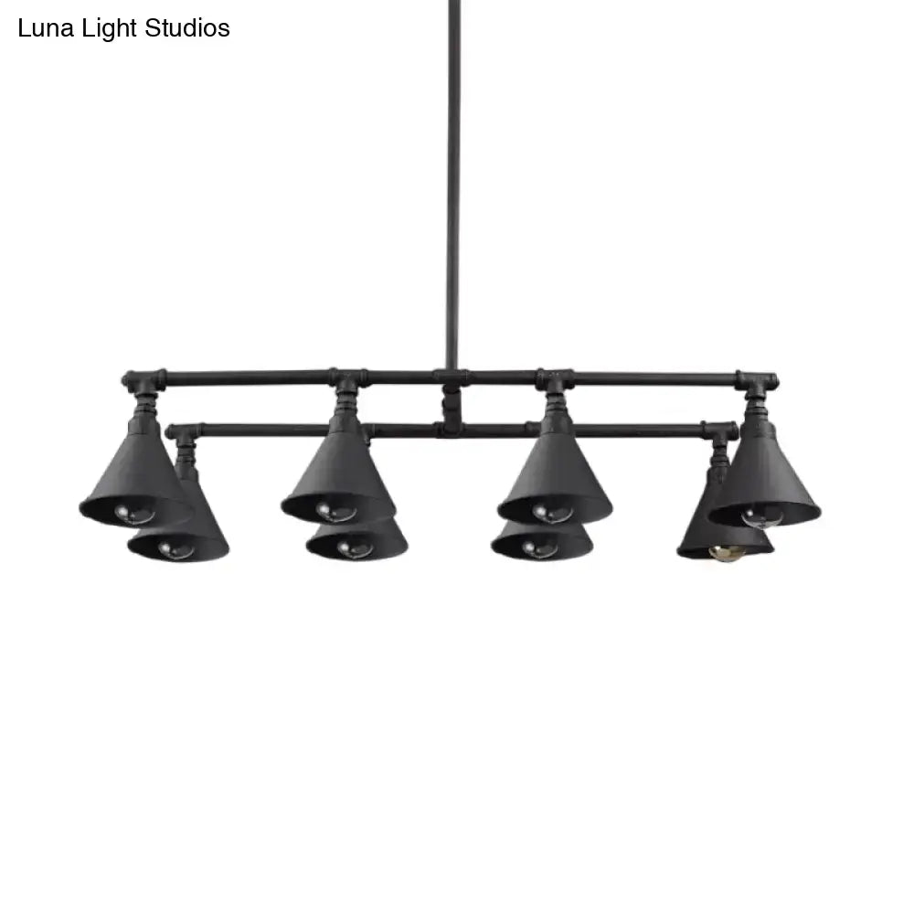 Industrial conical black & rust pendant light – wine bar living room