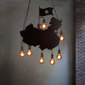 Industrial black map hanging light kit dining room iron chandelier