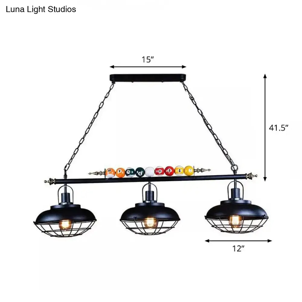 Industrial style black metal island light kitchen bowl shade
