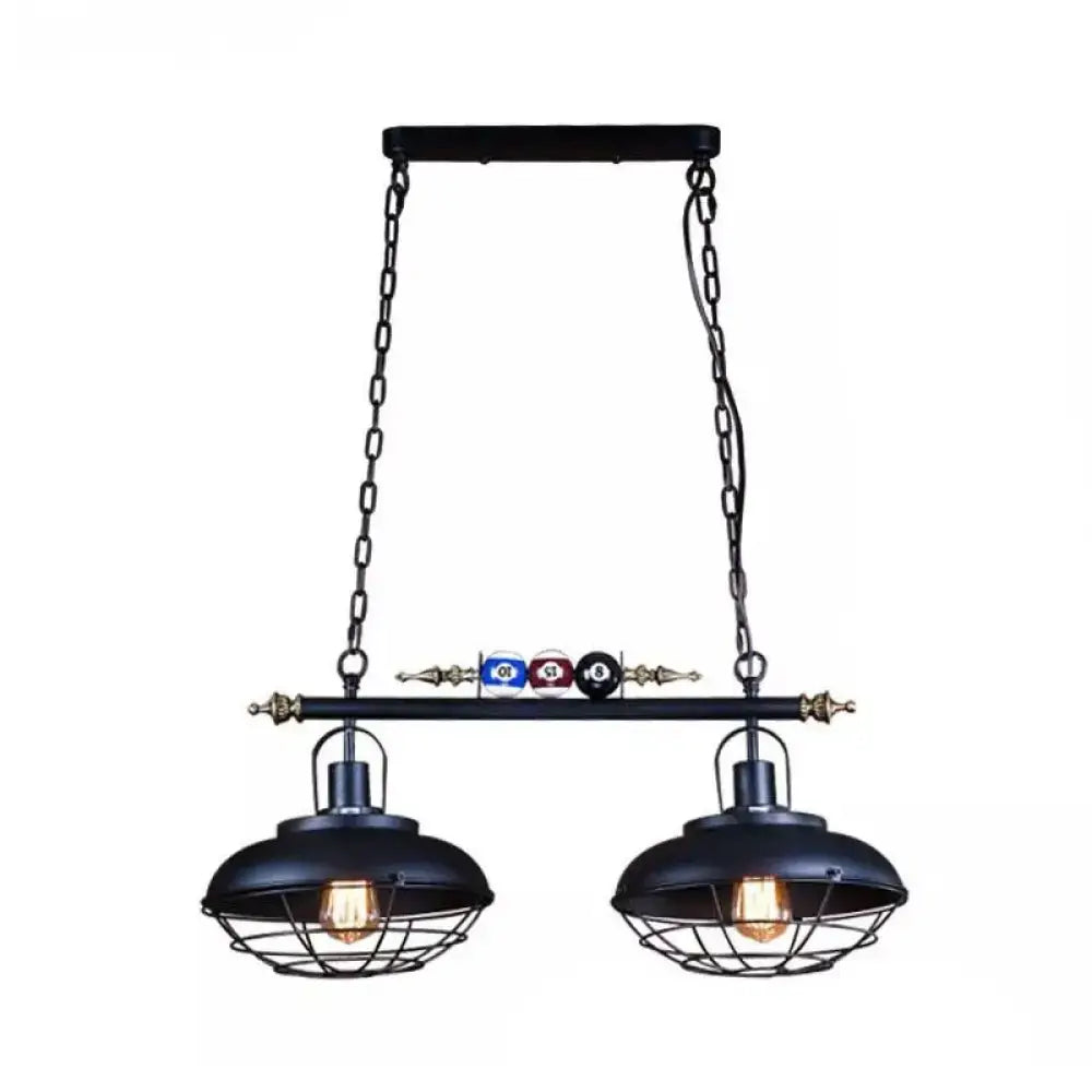 Industrial style black metal island light kitchen bowl shade
