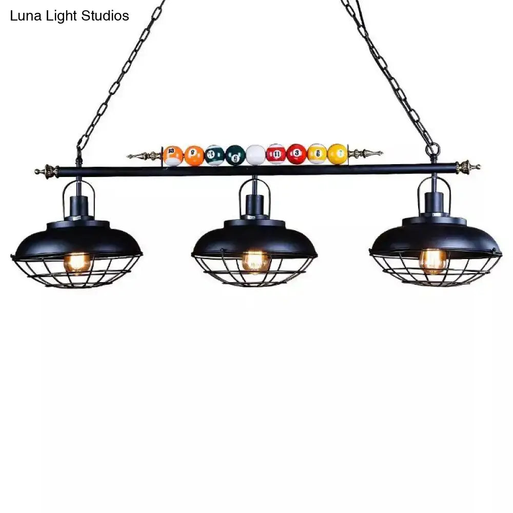 Industrial style black metal island light kitchen bowl shade