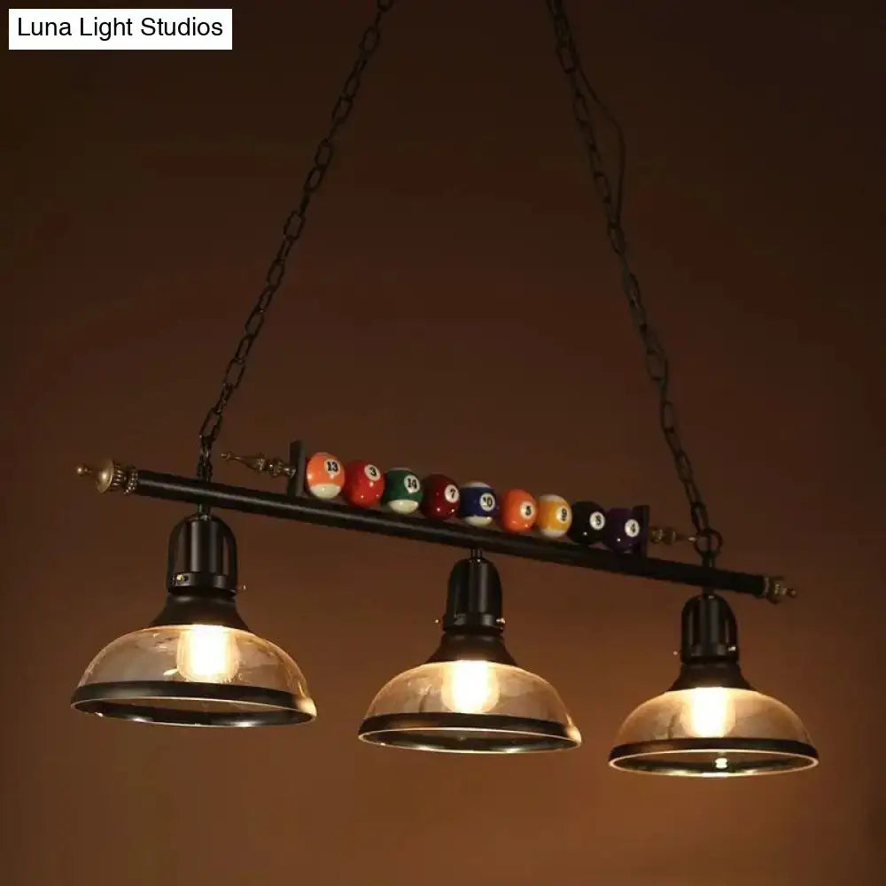 Industrial style black metal island light kitchen bowl shade