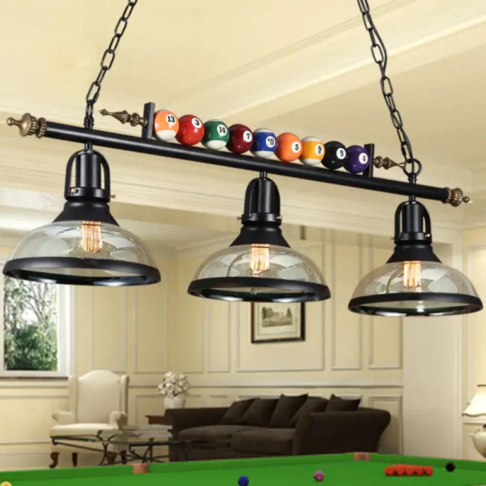 Industrial black metal island pendant billiard light dining room