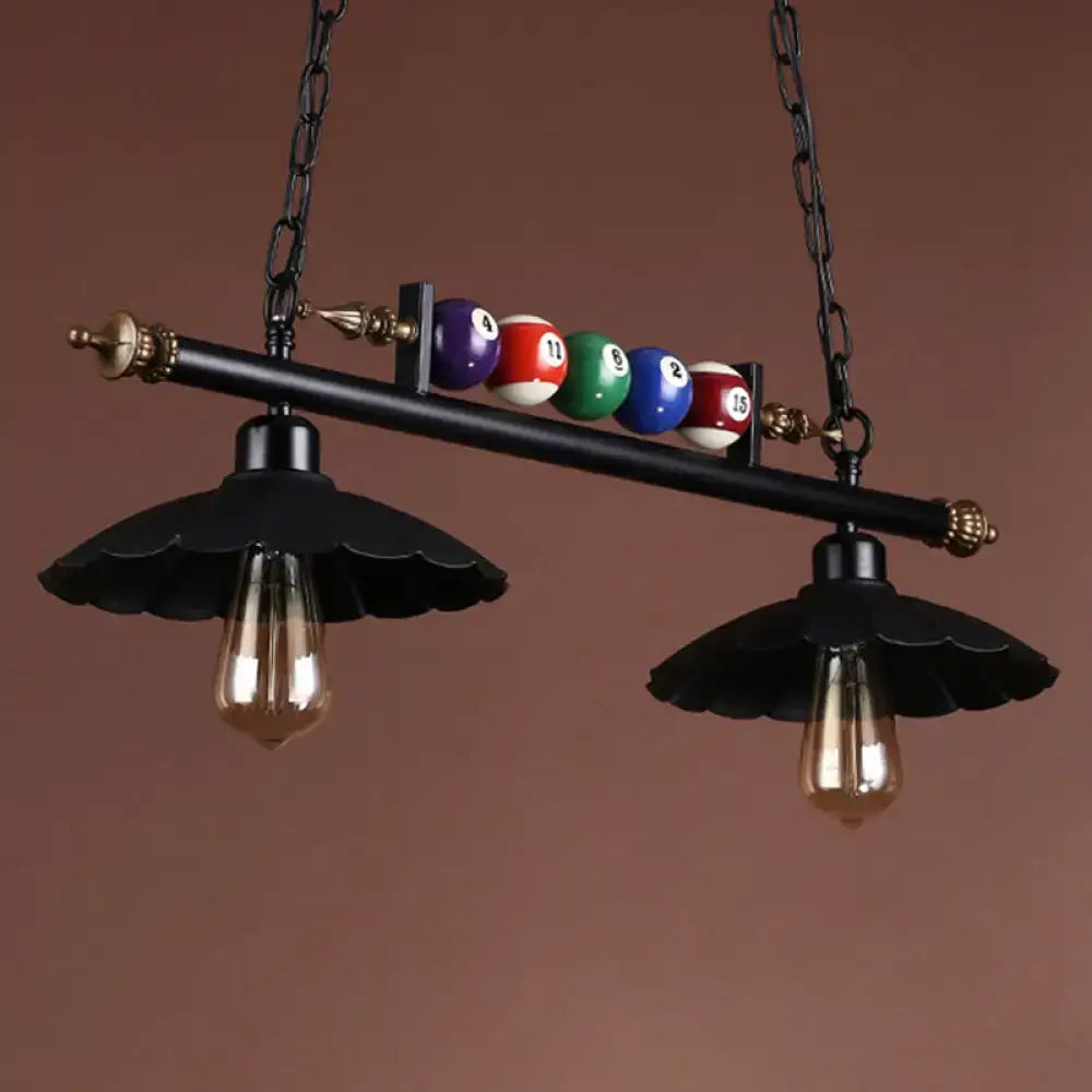 Industrial black metal island pendant billiard light dining room