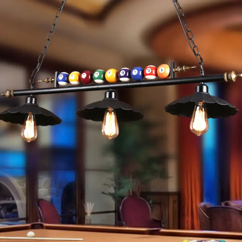 Industrial black metal island pendant billiard light dining room