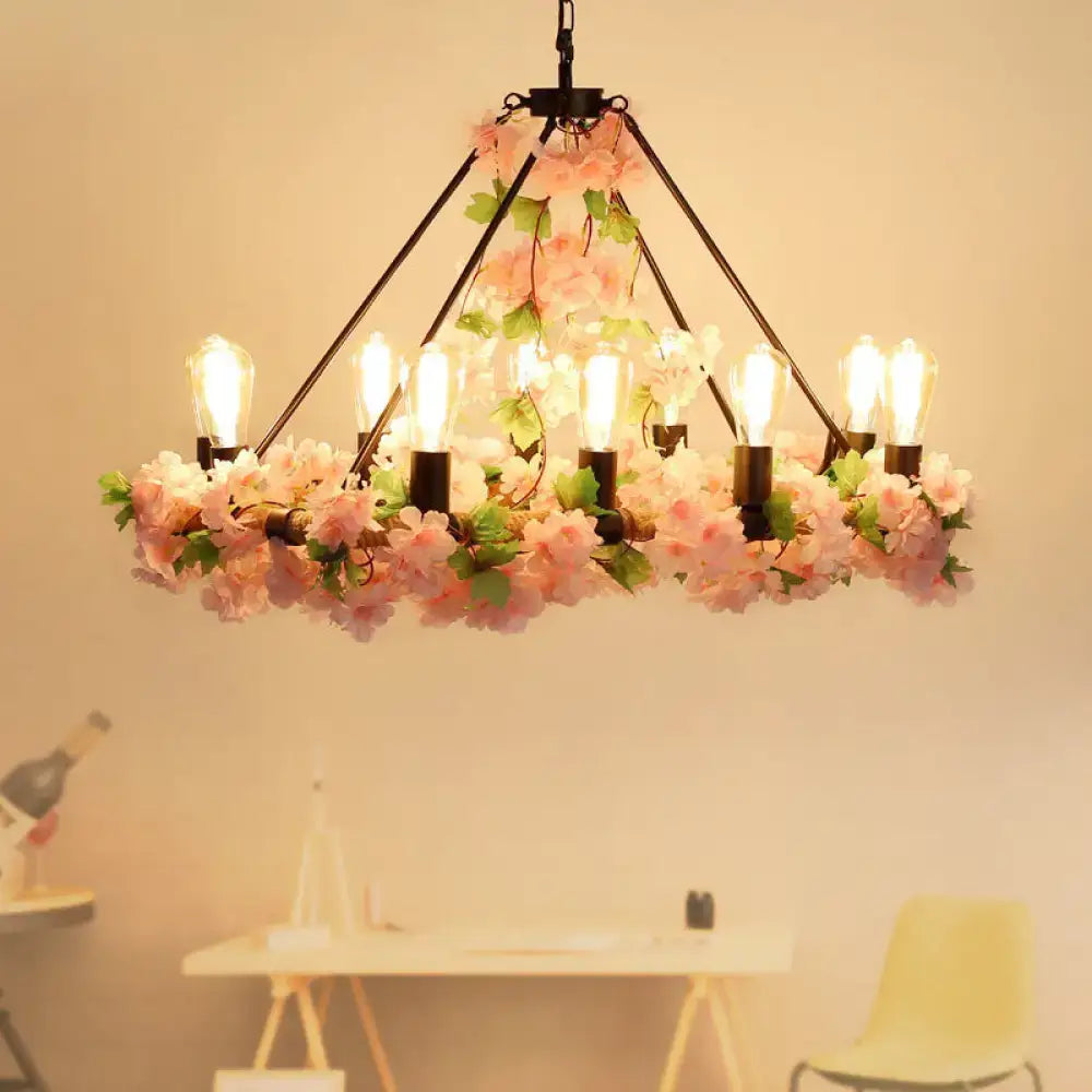 Industrial pink & green ivy led pendant light – restaurant dining room