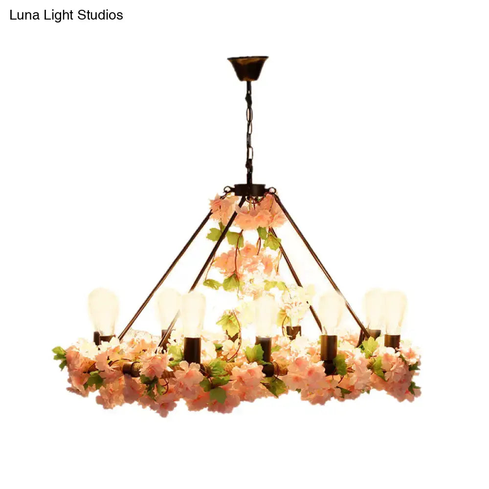 Industrial pink & green ivy led pendant light – restaurant dining room