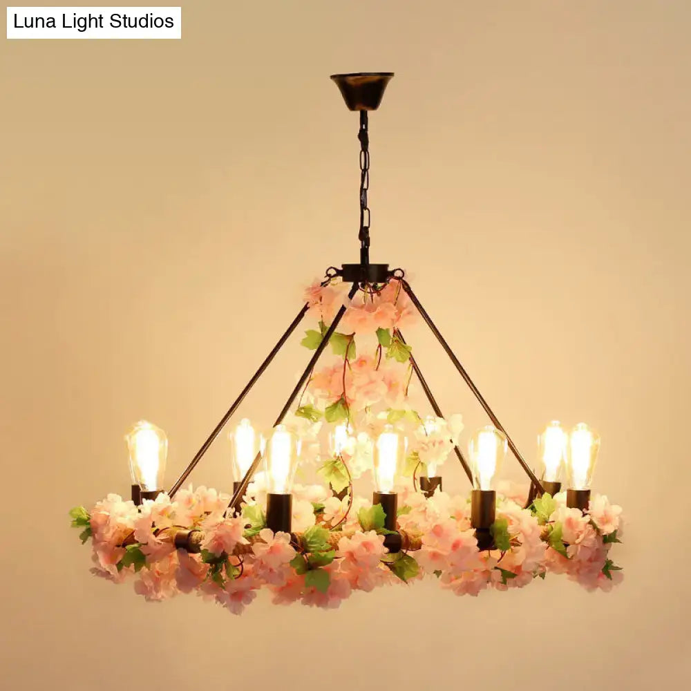 Industrial pink & green ivy led pendant light – restaurant dining room