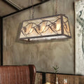 Rustic bronze pinecone rectangle shade island light dining room e26