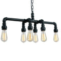 Industrial black metal pipe pendant dining room 5 light chandelier