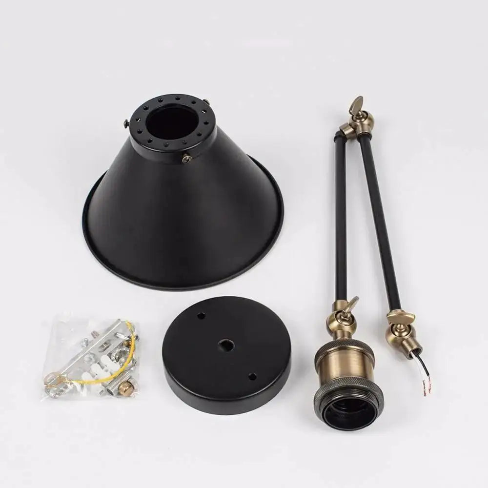 Industrial black & brass wall sconce bedroom alaine plug light