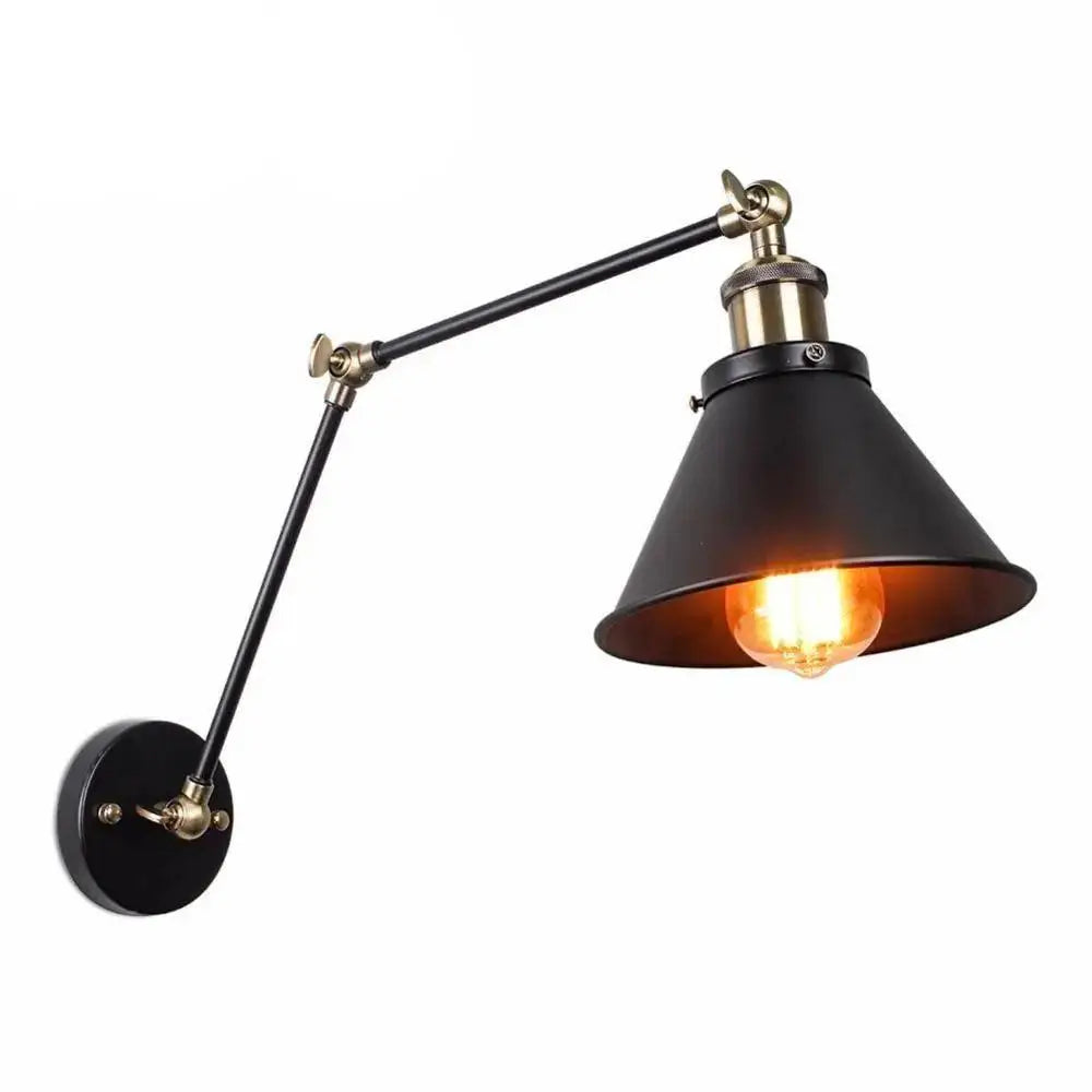 Industrial black & brass wall sconce bedroom alaine plug light