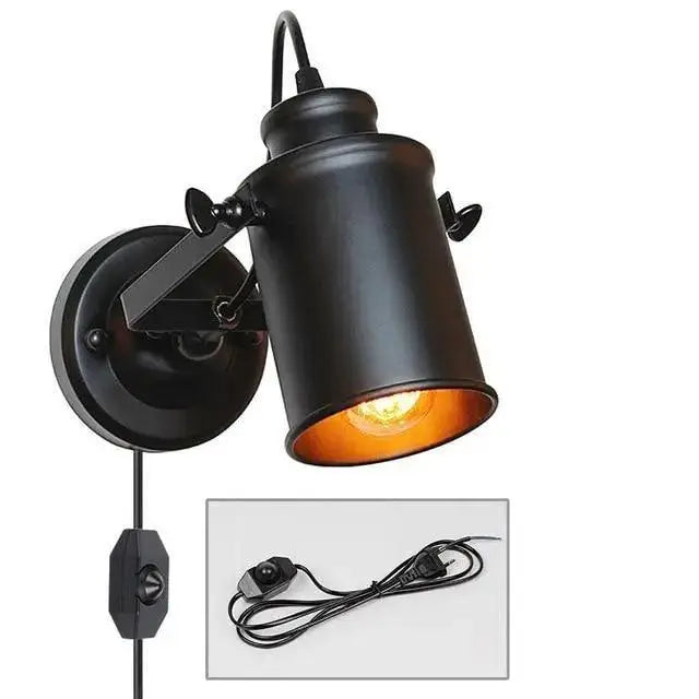 Industrial black & gold aleah wall sconce bedroom light