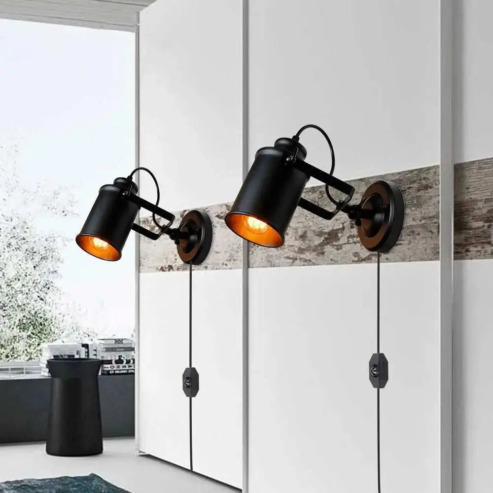 Industrial black & gold aleah wall sconce bedroom light