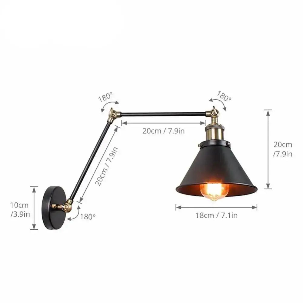 Industrial black & brass wall sconce bedroom alaine plug light