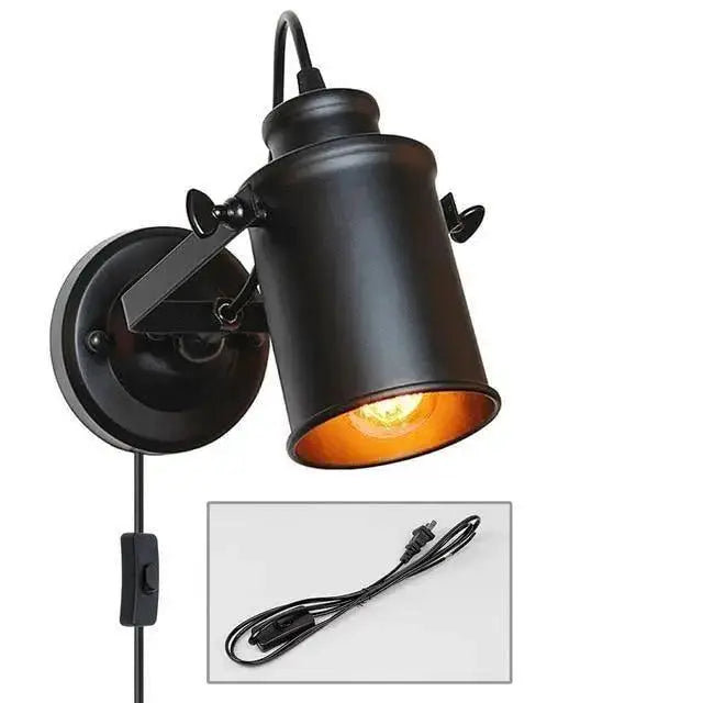 Industrial black & gold aleah wall sconce bedroom light