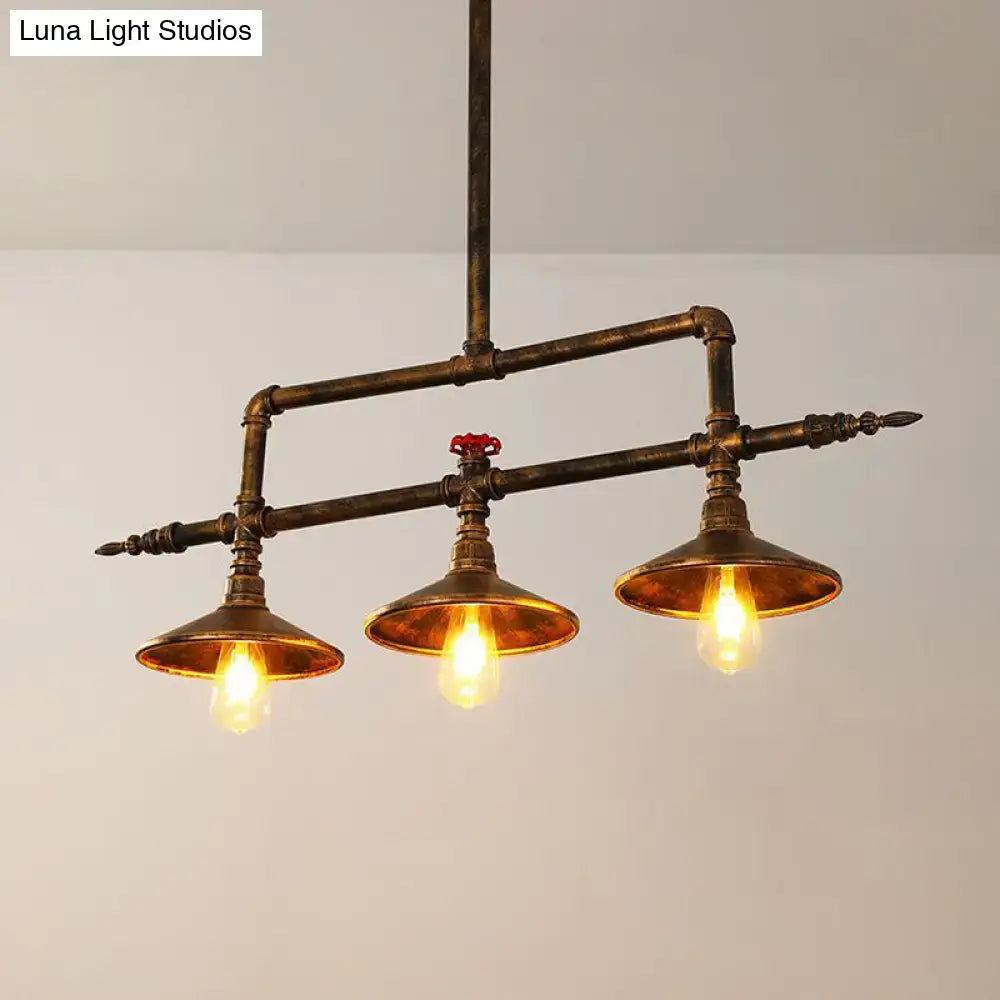 Industrial brass water pipe dining room e27 light with red valve