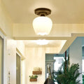 Industrial bronze and black opal glass ceiling light corridor fixture