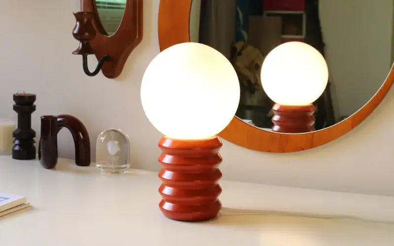 Bauhaus spring table lamp chrome and white glass bedroom light