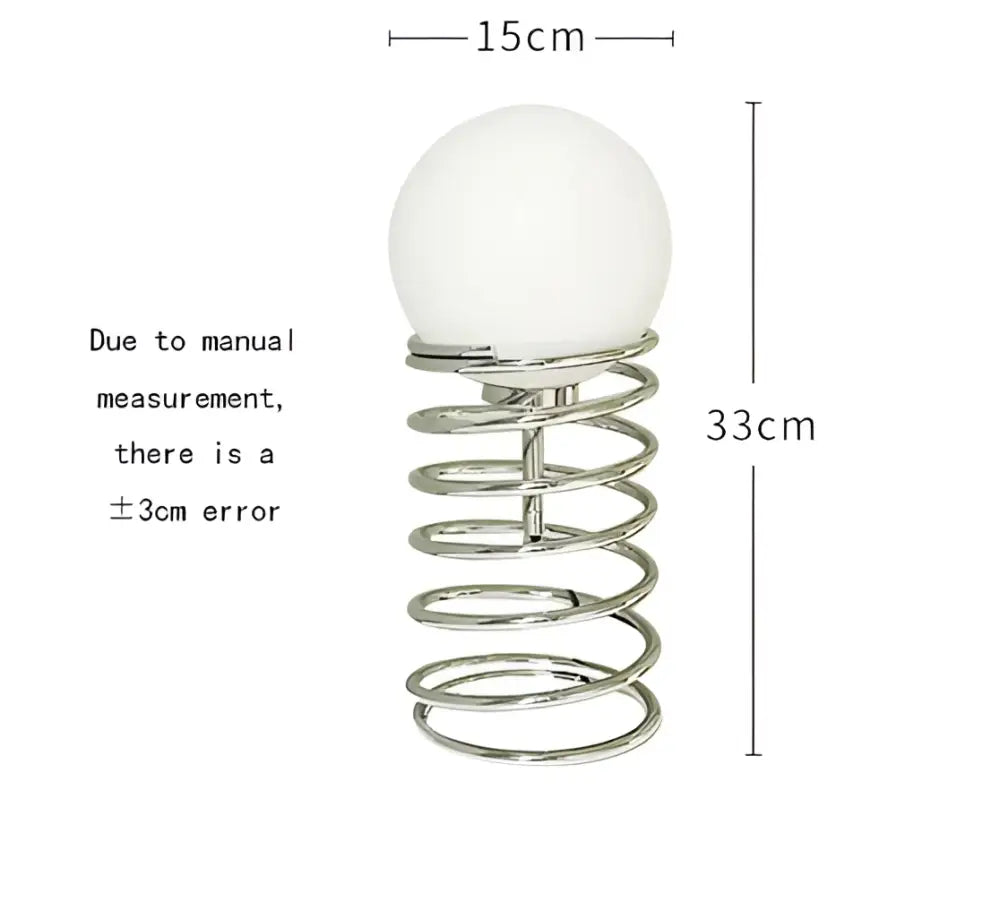 Bauhaus spring table lamp chrome and white glass bedroom light