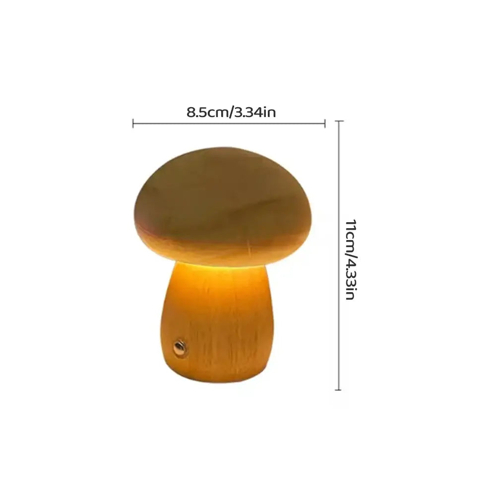 Wooden creative mushroom night light stepless dimming bedroom table lamp