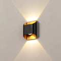 Modern black & gold curved led outdoor wall lights garden sconce